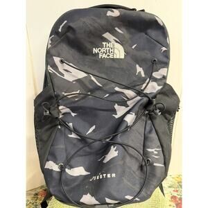 North Face Jester Backpack Black Gray Camo FlexVent School Bag Hiking Travel